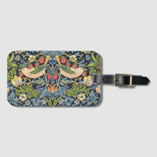 Multi-patterned luggage tag Oriental Decor Floral Ivy Swirls Leaves Abstract Modern Frame like Artwork Image Double-sided printing Cream Tan and White W2.7 x L4.6