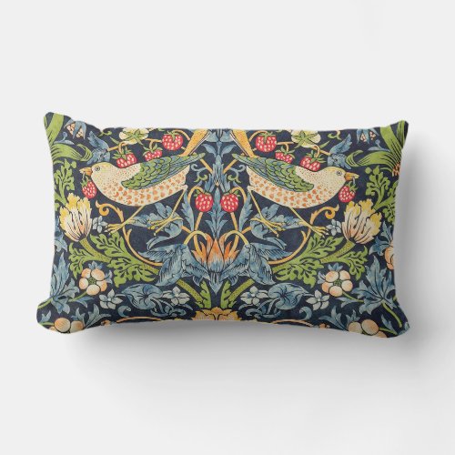 William Morris Strawberry Thief Floral Pattern Lumbar Pillow