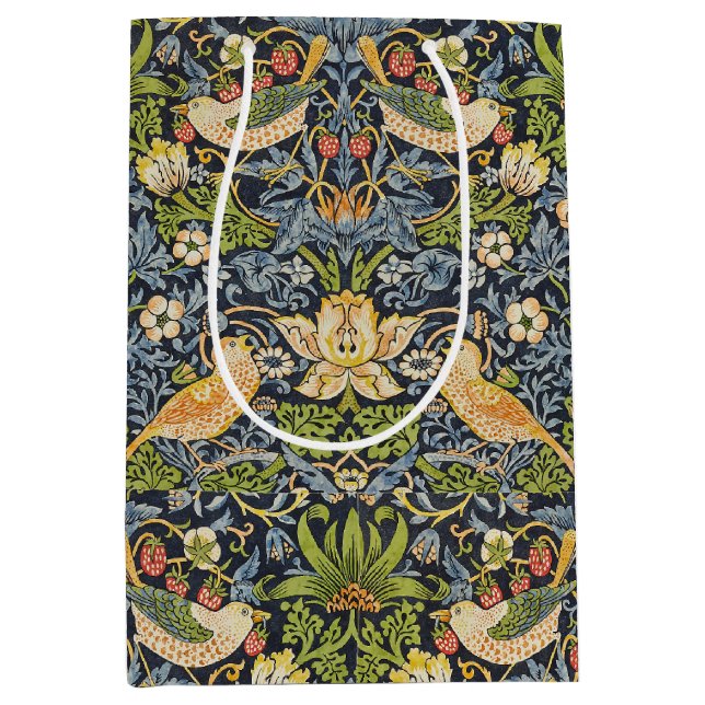 William Morris - Strawberry Thief Floral Pattern Medium Gift Bag (Front)