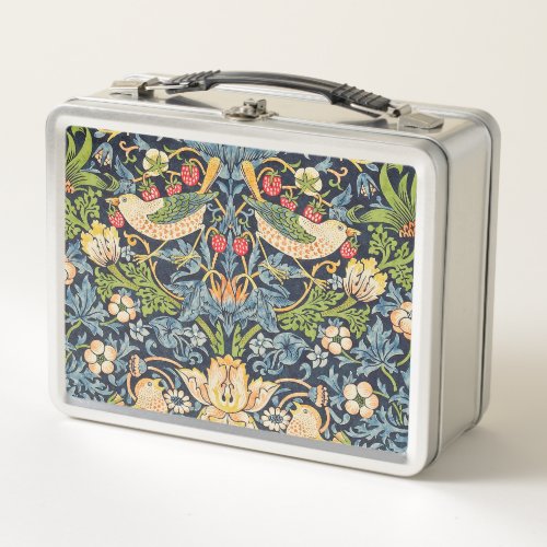 William Morris Strawberry Thief Floral Pattern Metal Lunch Box
