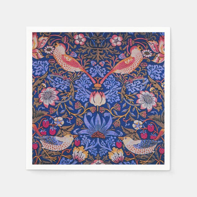 William Morris Strawberry Thief Floral Pattern Napkins (Front)