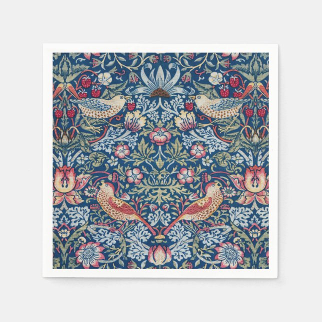 William Morris  Strawberry Thief Floral Pattern Napkins (Front)