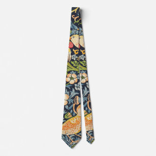 William Morris Strawberry Thief Floral Pattern Neck Tie