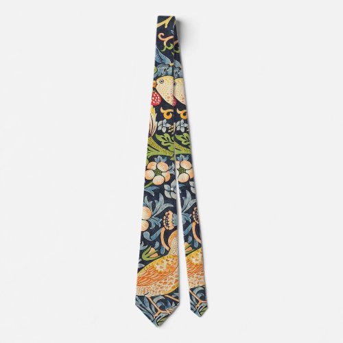 William Morris Strawberry Thief Floral Pattern Neck Tie