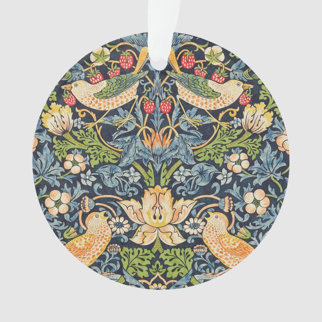 William Morris Strawberry Thief Floral Pattern Ornament (Front)