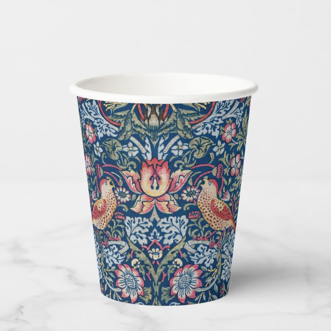 William Morris  Strawberry Thief Floral Pattern Paper Cups (Front)