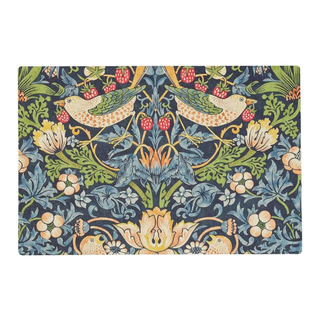 William Morris Strawberry Thief Floral Pattern Placemat (Front)