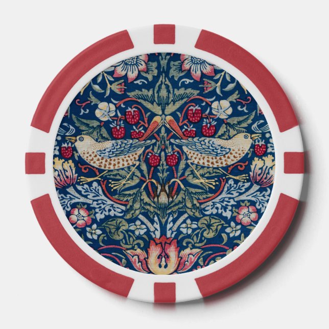 William Morris  Strawberry Thief Floral Pattern Poker Chips (Front)