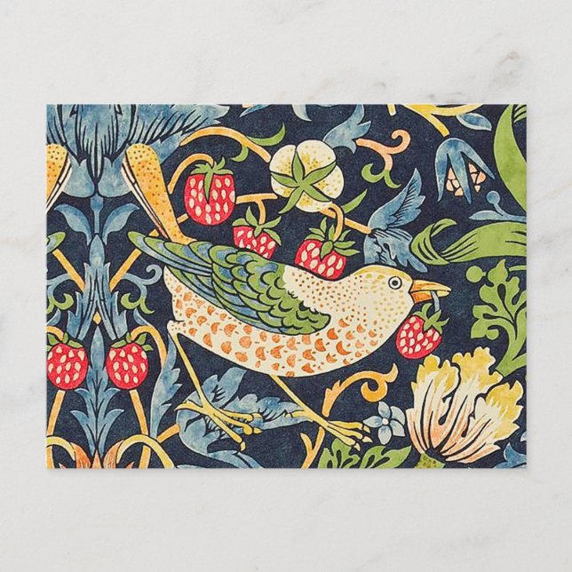 William Morris Strawberry Thief Floral Pattern Postcard (Front)