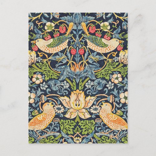 William Morris Strawberry Thief Floral Pattern Postcard