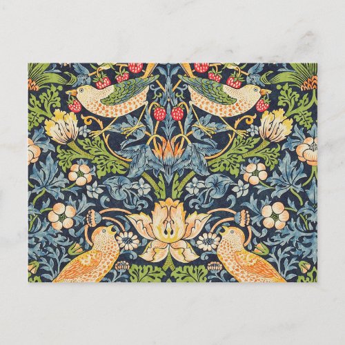 William Morris Strawberry Thief Floral Pattern Postcard