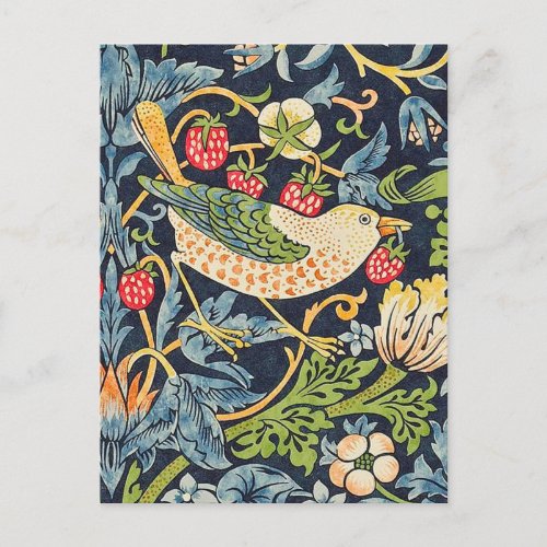 William Morris Strawberry Thief Floral Pattern Postcard