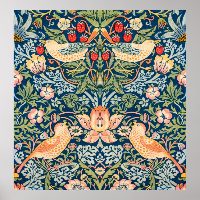 William Morris Strawberry Thief Floral Pattern Poster (Front)