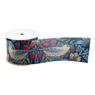 William Morris Strawberry Thief Floral Pattern Satin Ribbon