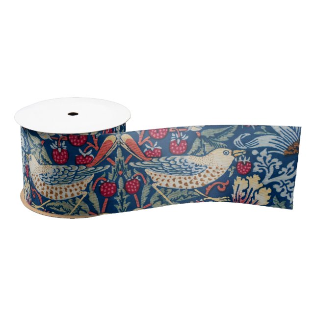 William Morris  Strawberry Thief Floral Pattern Satin Ribbon (Spool)