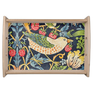 William Morris Strawberry Thief Floral Pattern Serving Tray