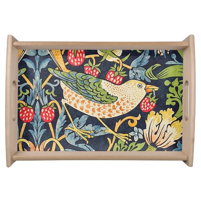 William Morris Strawberry Thief Floral Pattern Serving Tray (Front)