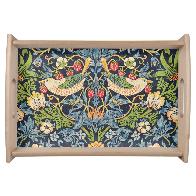 William Morris Strawberry Thief Floral Pattern Serving Tray (Front)