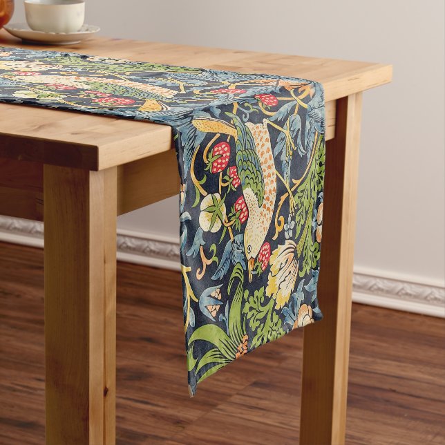 William Morris Strawberry Thief Floral Pattern Short Table Runner (In Situ)