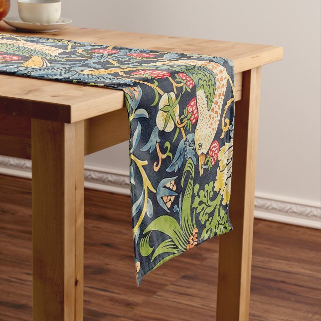 William Morris Strawberry Thief Floral Pattern Short Table Runner (In Situ)
