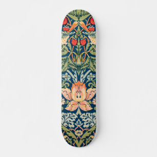 William Morris Strawberry Thief Floral Pattern Skateboard