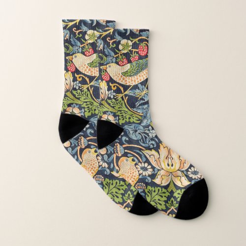 William Morris Strawberry Thief Floral Pattern Socks