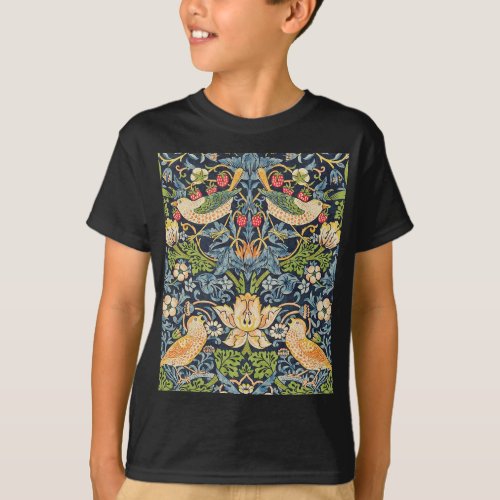 William Morris Strawberry Thief Floral Pattern T_Shirt