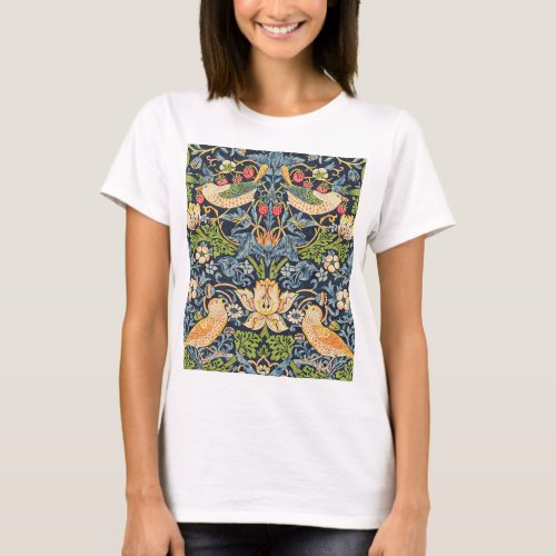 William Morris Strawberry Thief Floral Pattern T_Shirt