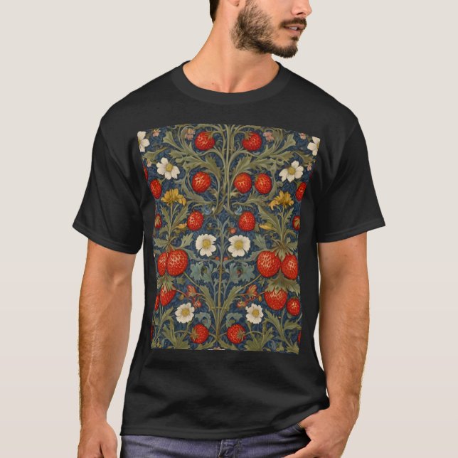 William Morris Strawberry Thief Floral Pattern  T-Shirt (Front)