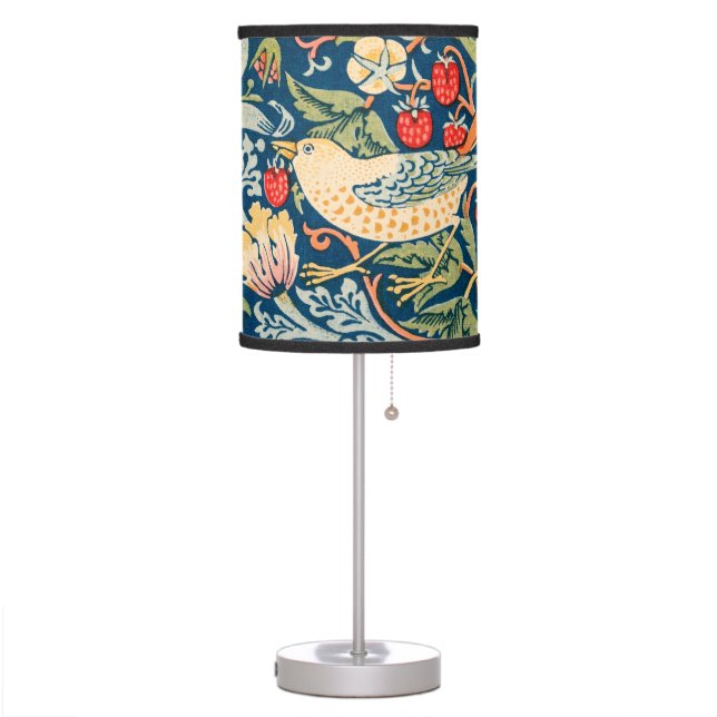 William Morris Strawberry Thief Floral Pattern Table Lamp (Left)