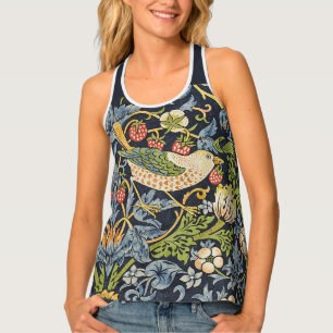 William Morris - Strawberry Thief Floral Pattern Tank Top
