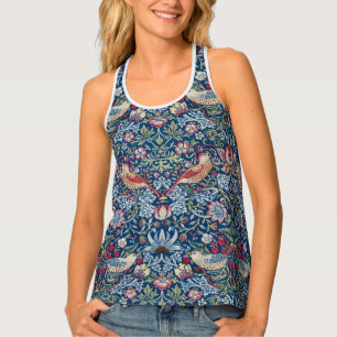 William Morris Strawberry Thief Floral Pattern Tank Top