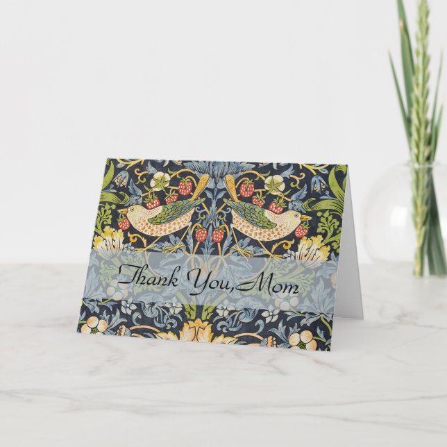 William Morris - Strawberry Thief Floral Pattern Thank You Card (Front)