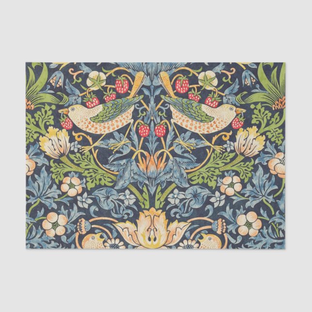 William Morris Strawberry Thief Floral Pattern Tissue Paper (Front)