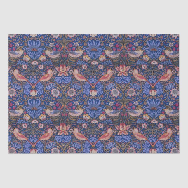 William Morris Strawberry Thief Floral Pattern Tissue Paper (Front)
