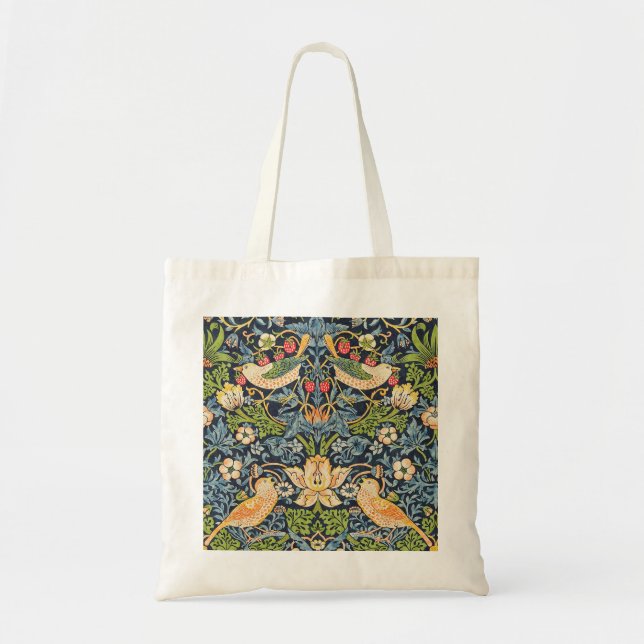 William Morris Strawberry Thief Floral Pattern Tote Bag (Front)