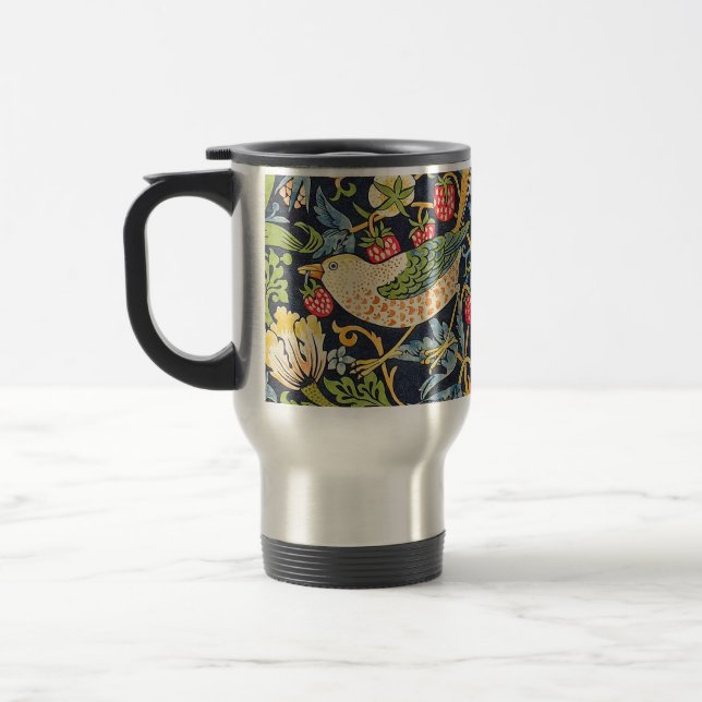 William Morris Strawberry Thief Floral Pattern Travel Mug (Left)