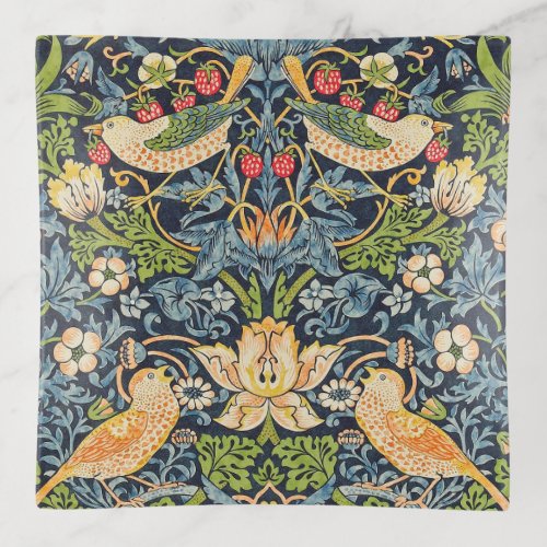 William Morris Strawberry Thief Floral Pattern Trinket Tray