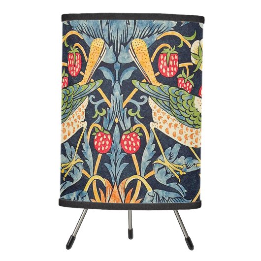 William Morris Strawberry Thief Floral Pattern Tripod Lamp (Front)