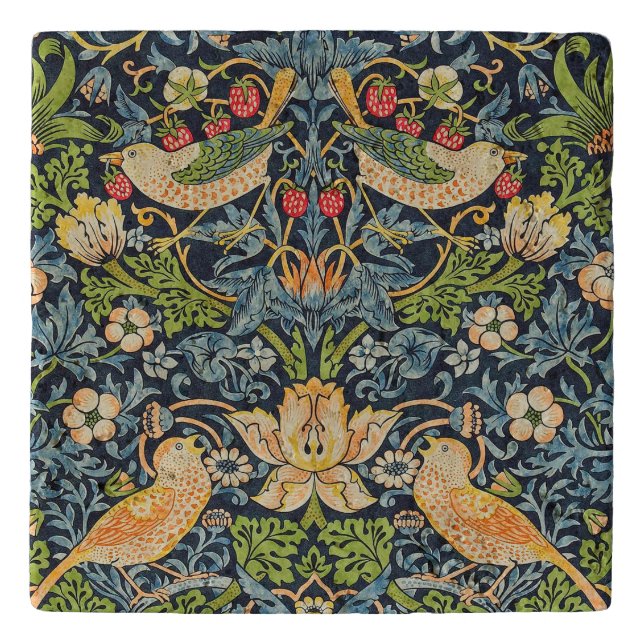 William Morris Strawberry Thief Floral Pattern Trivet (Front)