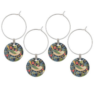 William Morris Strawberry Thief Floral Pattern Wine Charm