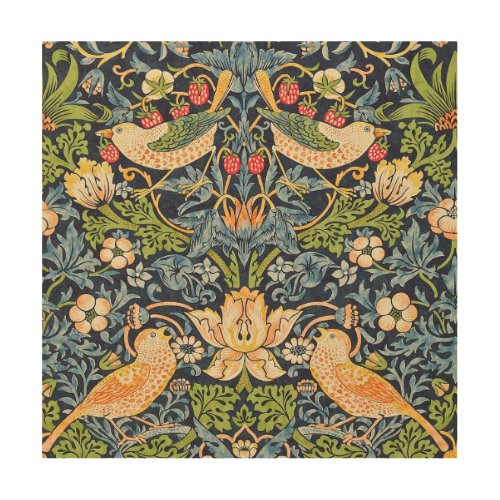 William Morris Strawberry Thief Floral Pattern Wood Wall Art