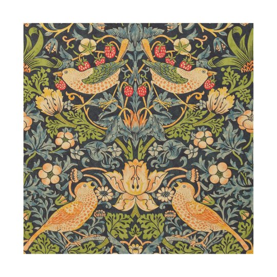 William Morris Strawberry Thief Floral Pattern Wood Wall ...
