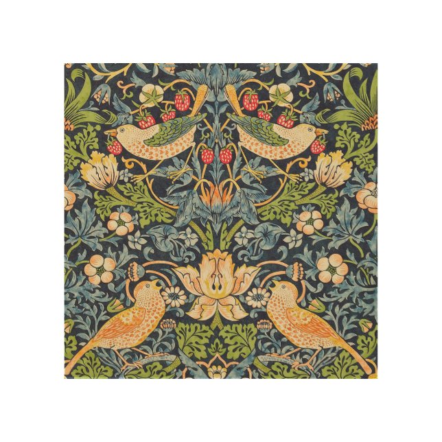 William Morris Strawberry Thief Floral Pattern Wood Wall Art (Front)