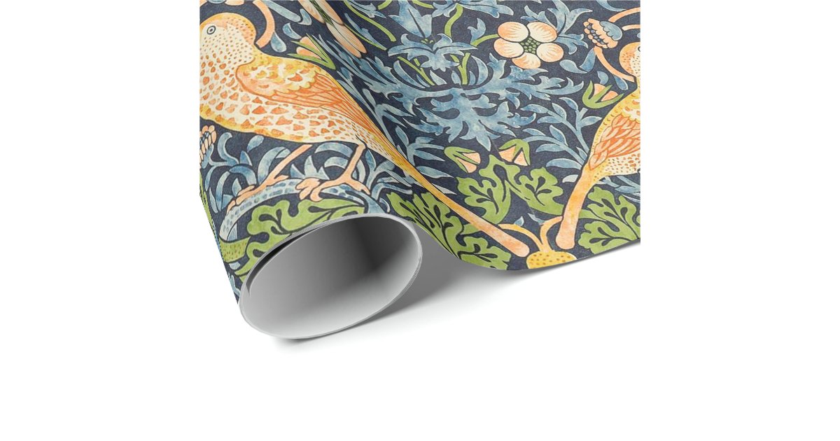 William Morris Strawberry Thief Floral Pattern Wrapping Paper | Zazzle