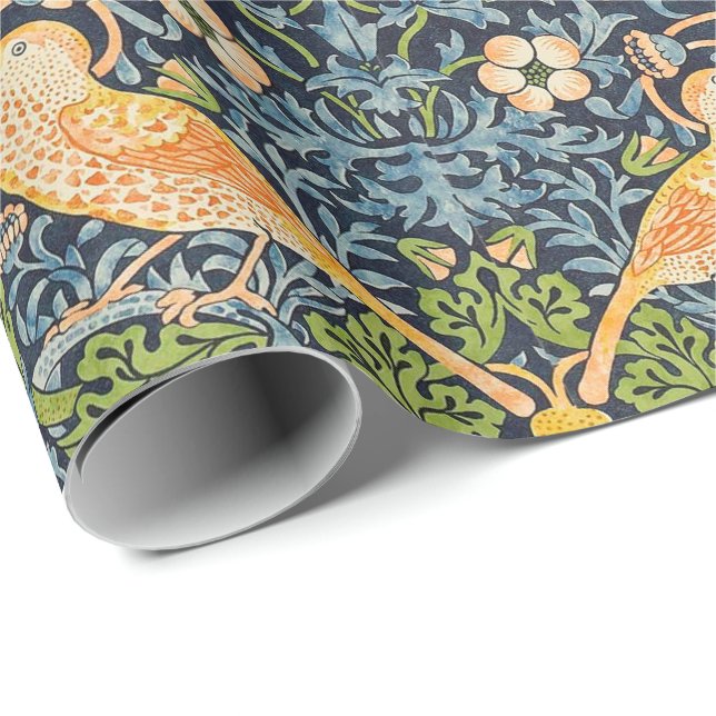 William Morris Strawberry Thief Floral Pattern Wrapping Paper (Roll Corner)