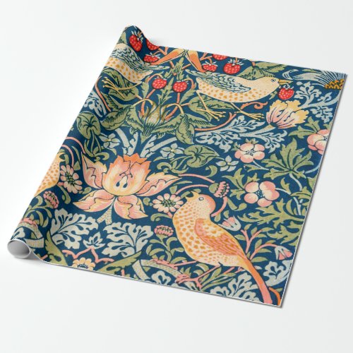 William Morris Strawberry Thief Floral Pattern Wrapping Paper