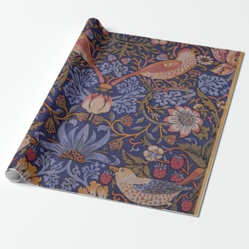 William Morris Strawberry Thief Floral Pattern  Wrapping Paper