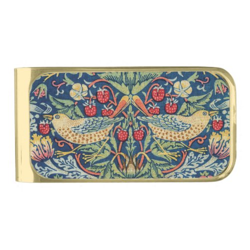 William Morris _ Strawberry Thief Gold Finish Money Clip