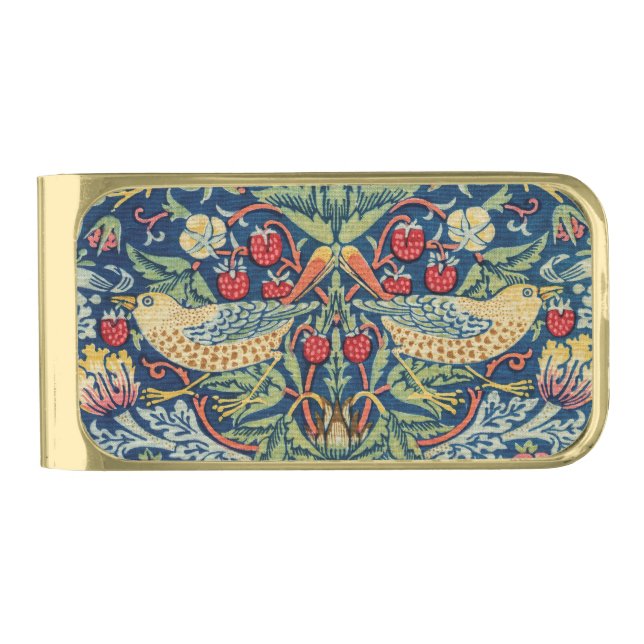 William Morris - Strawberry Thief Gold Finish Money Clip (Front)